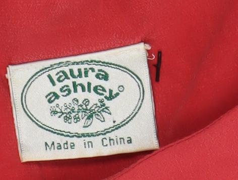 Laura Ashley Women's Red Silk Sheath Dress Size 10 Knee Length