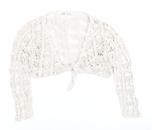 Fat Face Women's Ivory Crochet Long Sleeve Shrug Size 8