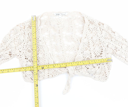 Fat Face Women's Ivory Crochet Long Sleeve Shrug Size 8