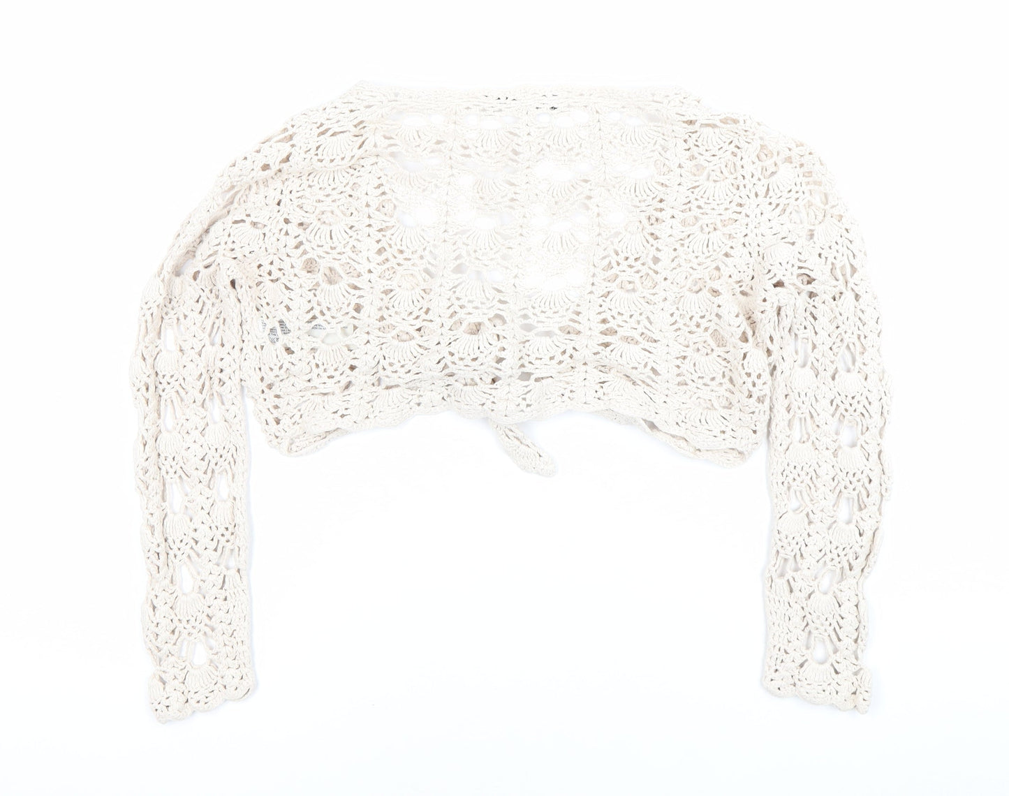 Fat Face Women's Ivory Crochet Long Sleeve Shrug Size 8