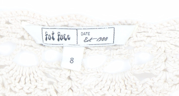 Fat Face Women's Ivory Crochet Long Sleeve Shrug Size 8