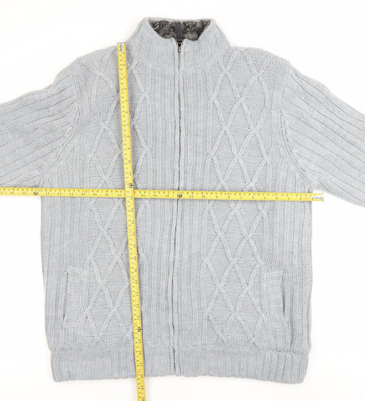 Cherokee Men’s Grey XL Knit Full Zip Lined Winter Jacket