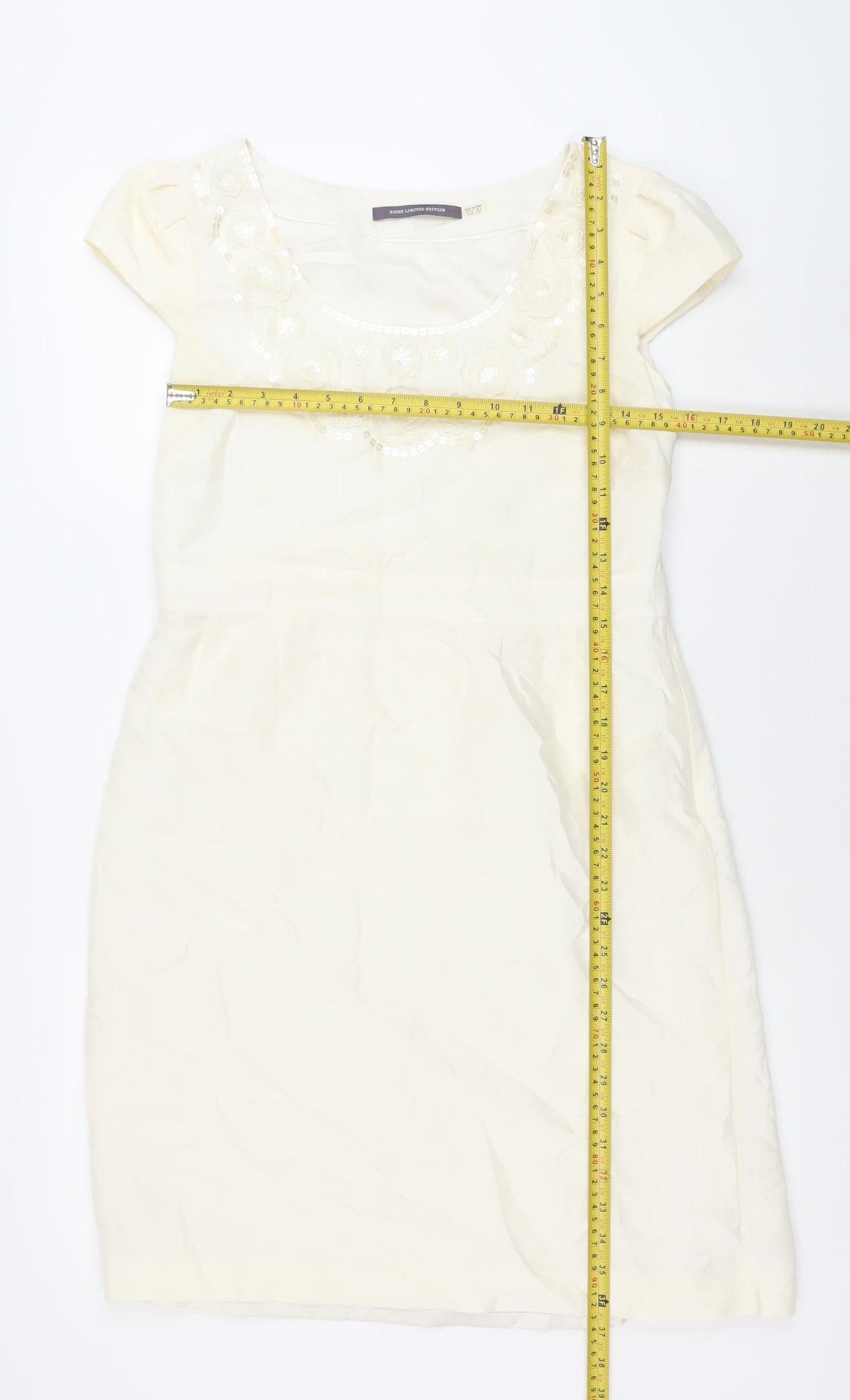 Boden Women Ivory Size 12 Sheath Knee Length Party Dress