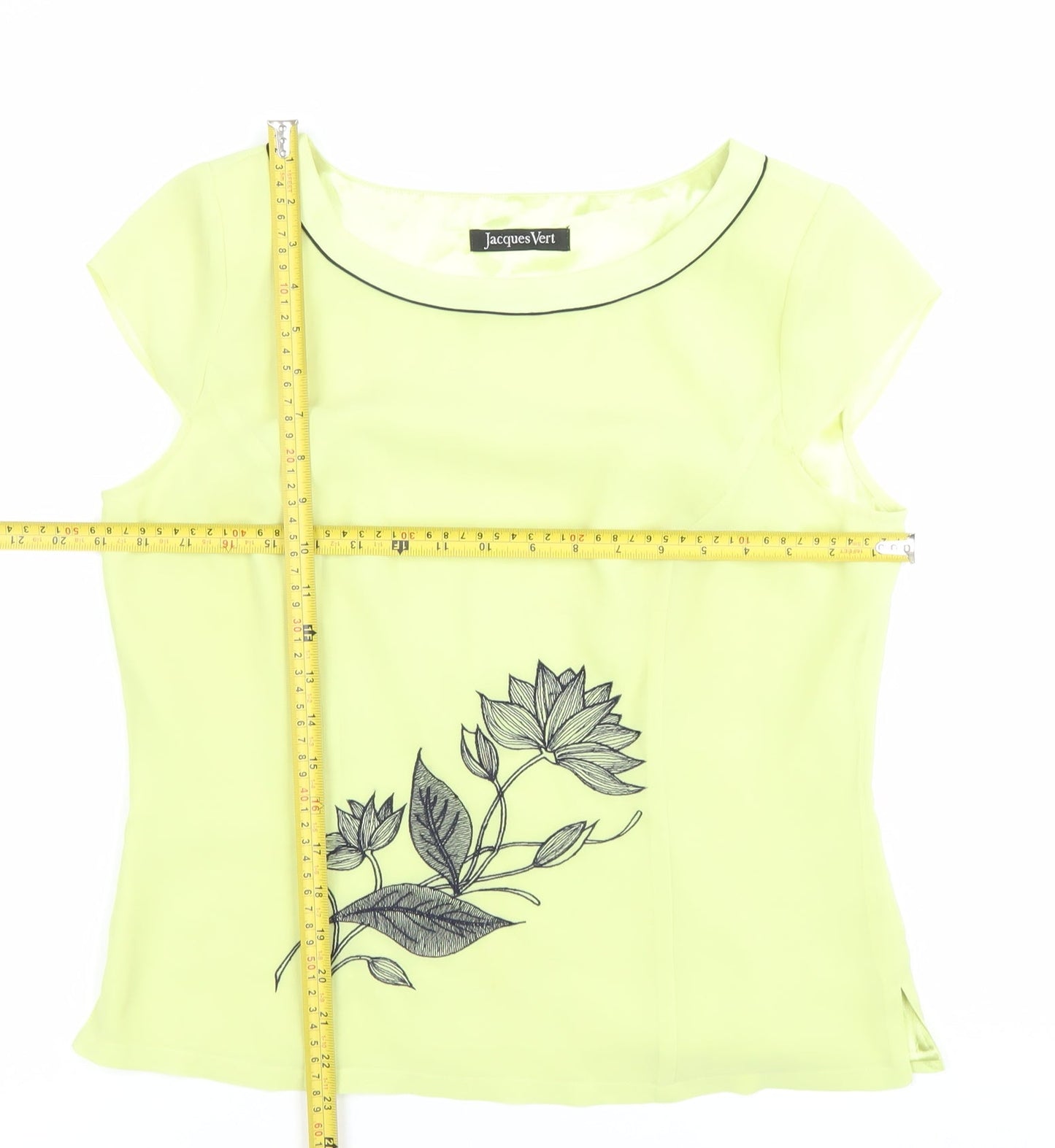 Jacques Vert Women’s Yellow Floral Embroidered Blouse Size 12