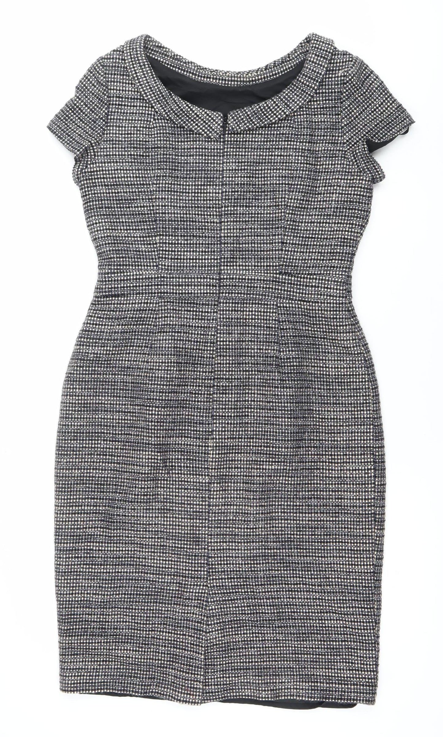 Boden Women’s Black Check Sheath Dress UK 10 Knee Length Sleeveless