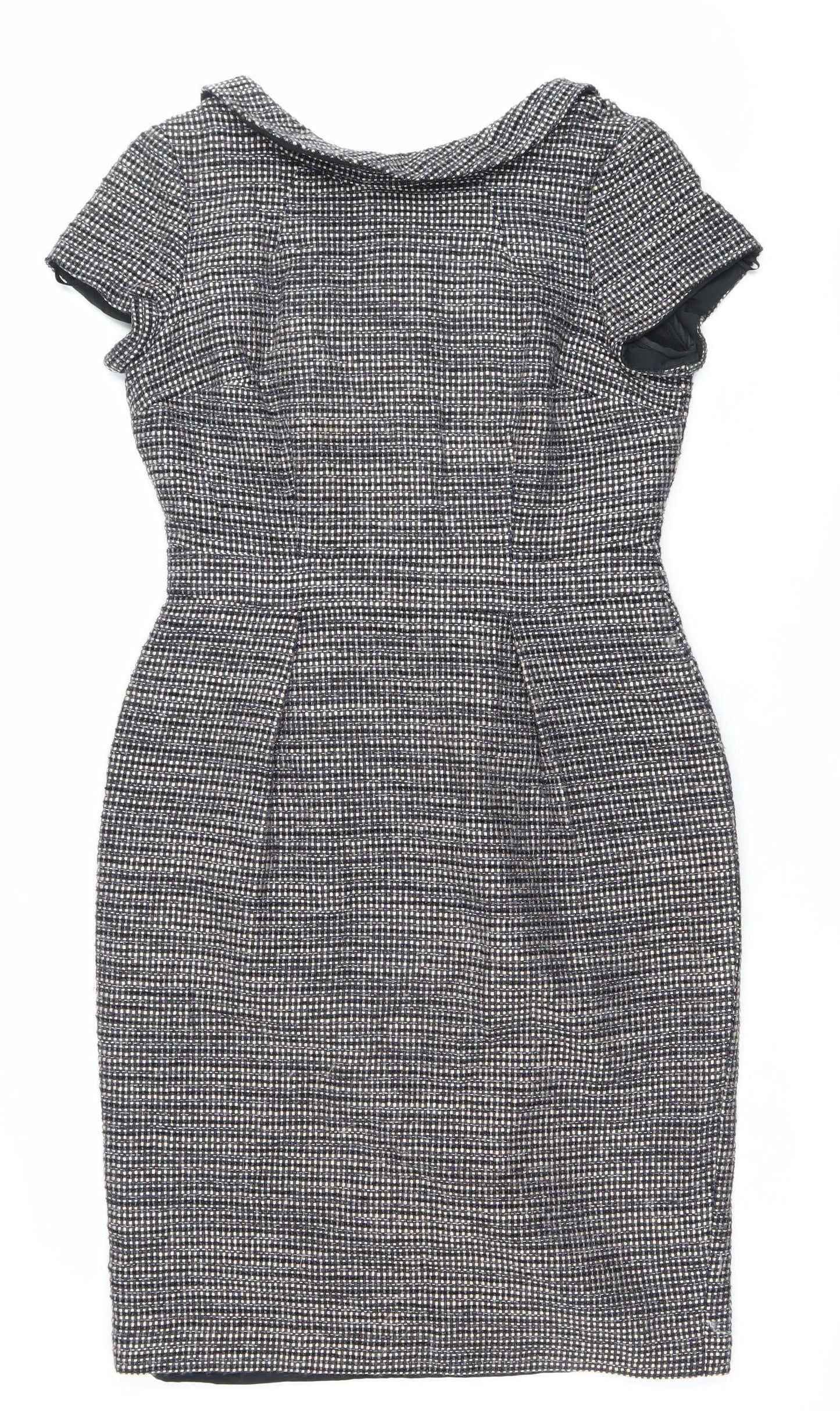 Boden Women’s Black Check Sheath Dress UK 10 Knee Length Sleeveless