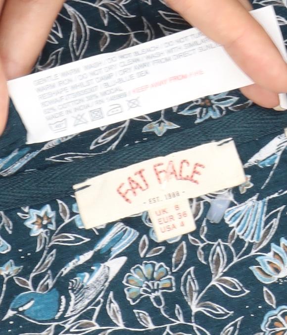 Fat Face Women’s Blue Floral A-Line Jersey Dress Size 8