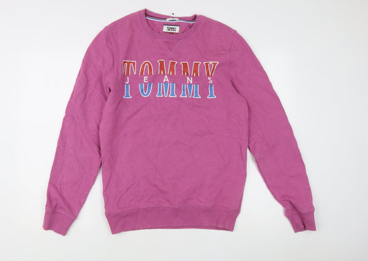 Tommy Jeans Women's Pink Logo Crew Neck Pullover Sweatshirt Size S