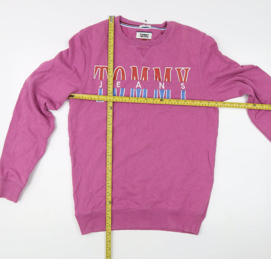 Tommy Jeans Women's Pink Logo Crew Neck Pullover Sweatshirt Size S