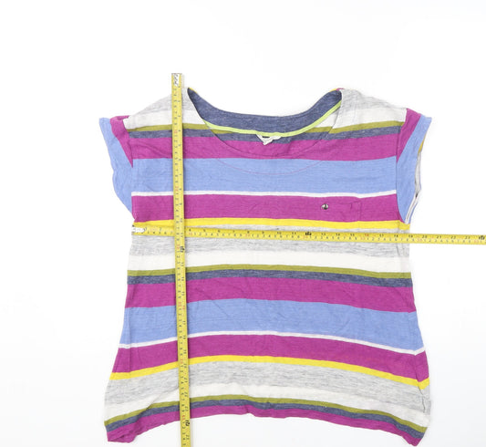 White Stuff Women's Multicolour Striped Cotton Modal T-Shirt UK 16