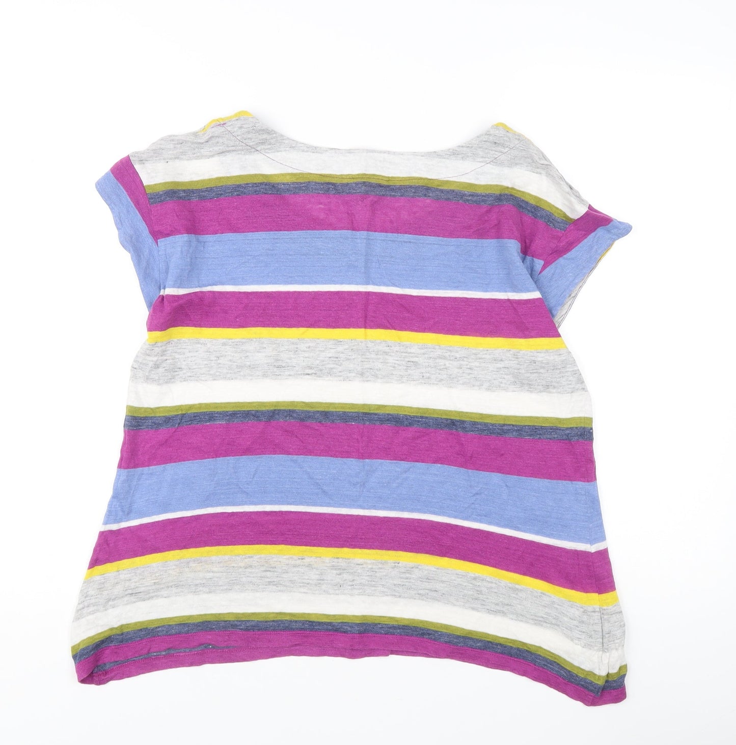 White Stuff Women's Multicolour Striped Cotton Modal T-Shirt UK 16