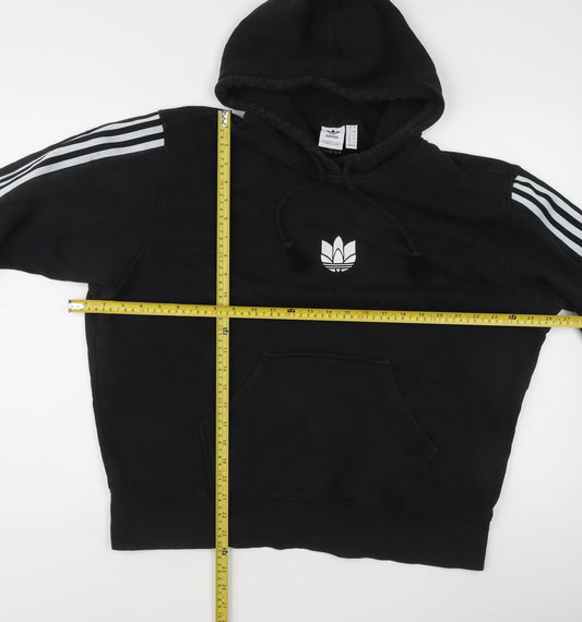 adidas Men’s Black Pullover Hoodie L Trefoil Logo 3-Stripes Sportswear