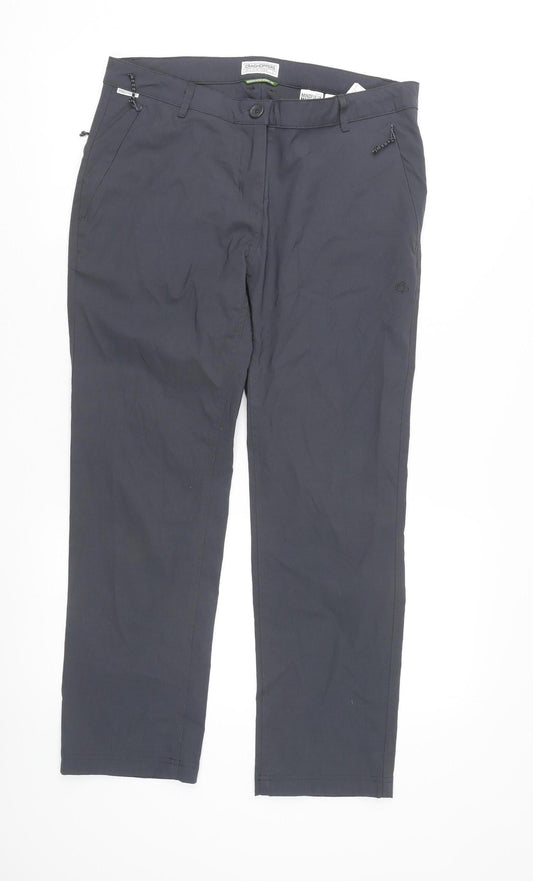 Craghoppers Womens Grey Size 12 Straight Leg Travel Trousers