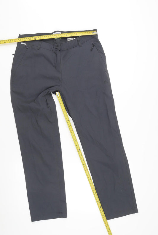 Craghoppers Womens Grey Size 12 Straight Leg Travel Trousers
