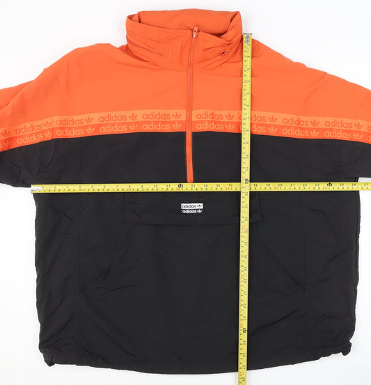 Adidas Men's Orange & Black L Windbreaker Jacket 1/2 Zip Sportswear