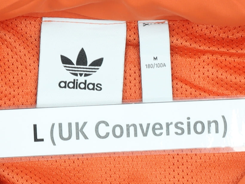 Adidas Men's Orange & Black L Windbreaker Jacket 1/2 Zip Sportswear