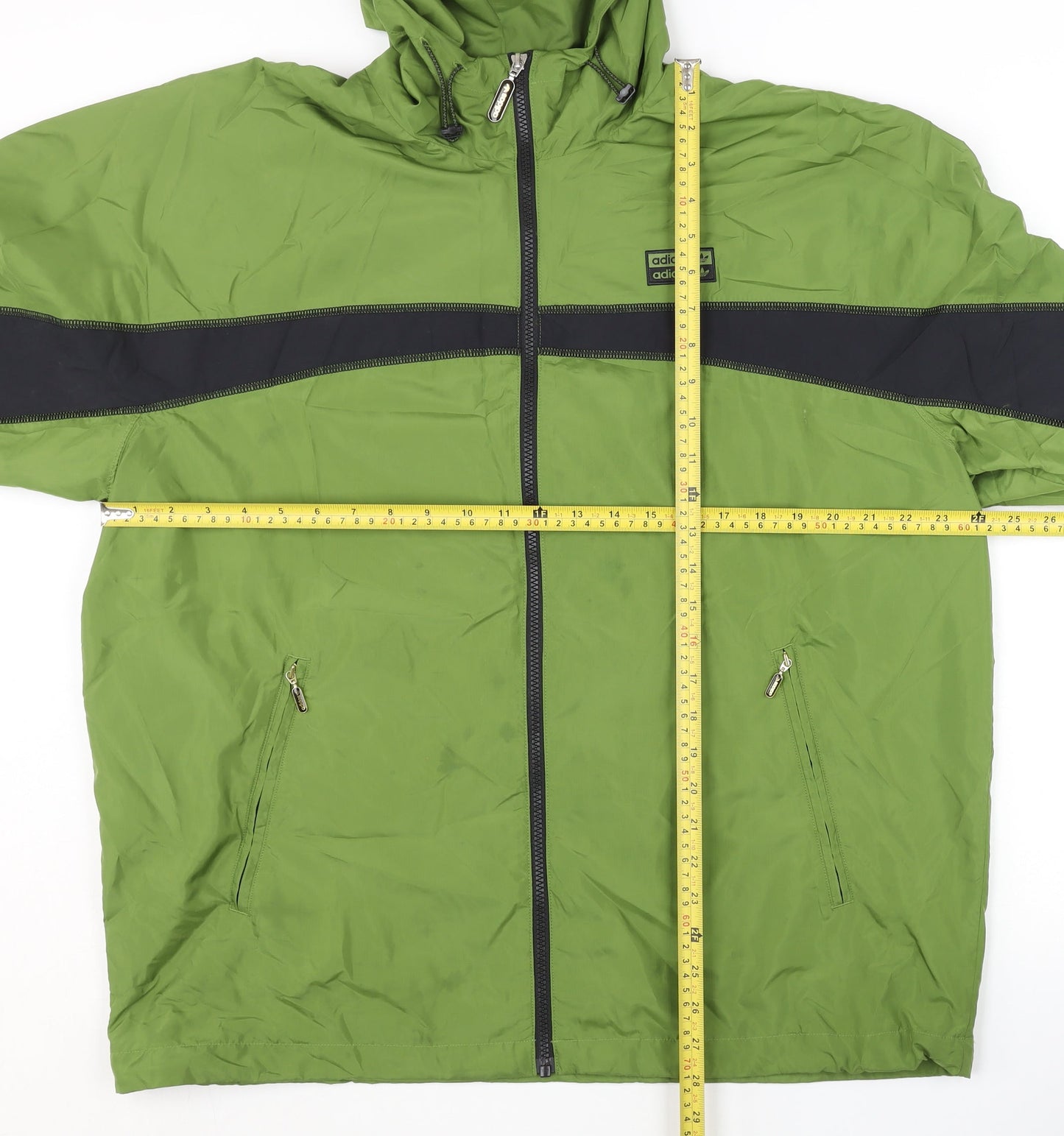 Adidas Men’s Green L Windbreaker Sports Jacket Full Zip Hooded