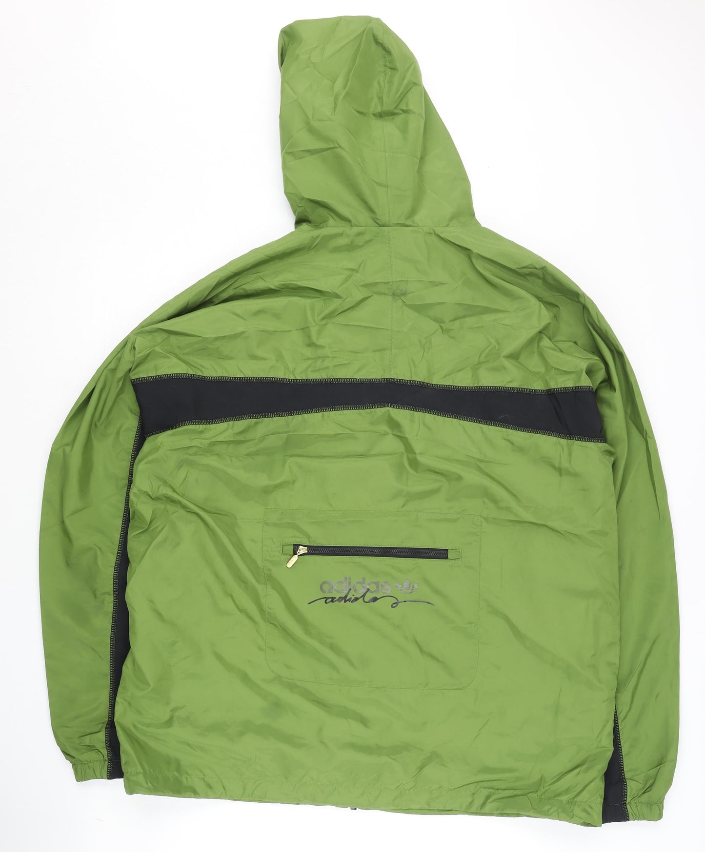 Adidas Men’s Green L Windbreaker Sports Jacket Full Zip Hooded