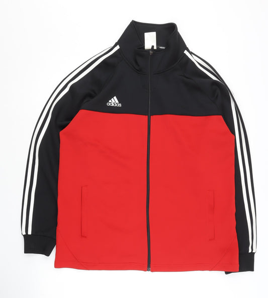 Adidas Men’s Red & Black Track Jacket L Colourblock Sports Full Zip