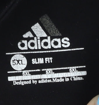 Adidas Men's Black 5XL Slim Fit Cotton Track Jacket with Zip Pockets