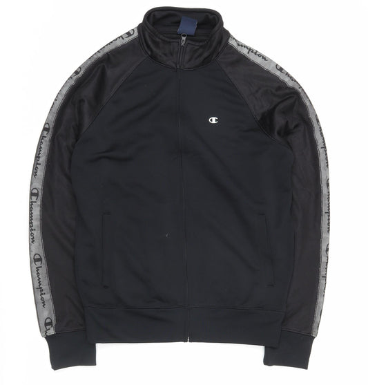 Champion Men’s Black Medium Track Jacket Full Zip Logo Sports