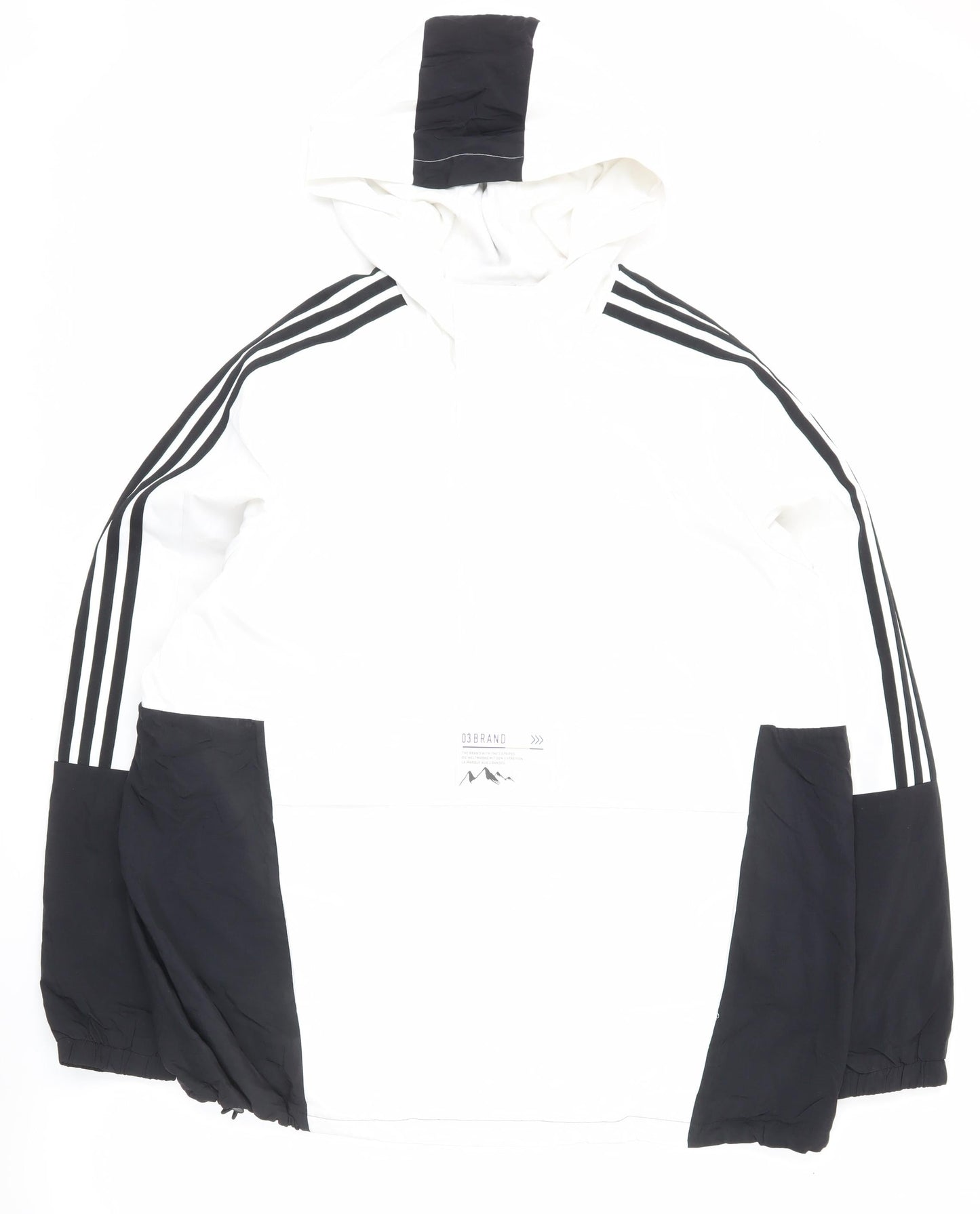 adidas Neo Men's Black White L Windbreaker Jacket Hooded Full Zip
