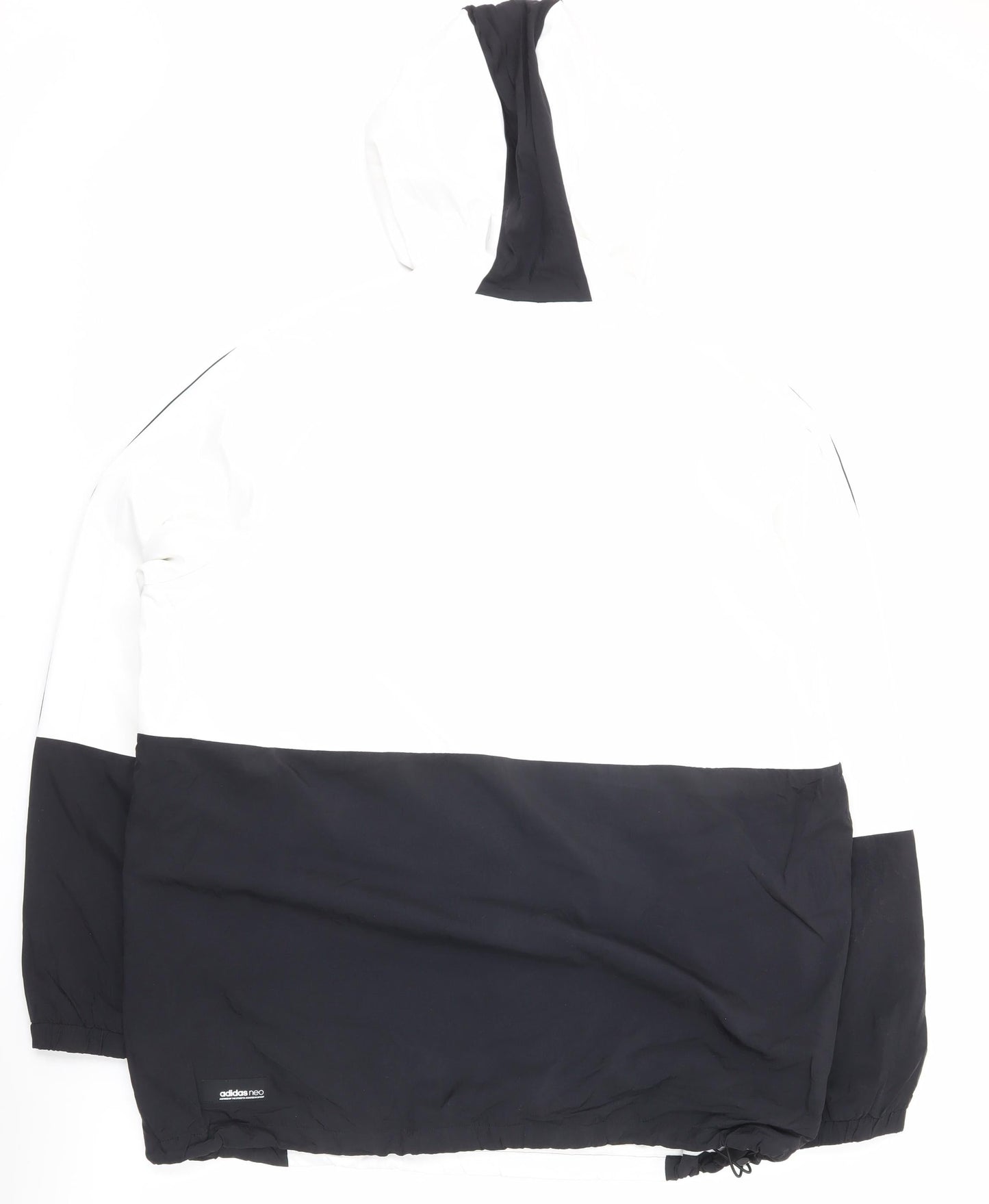 adidas Neo Men's Black White L Windbreaker Jacket Hooded Full Zip