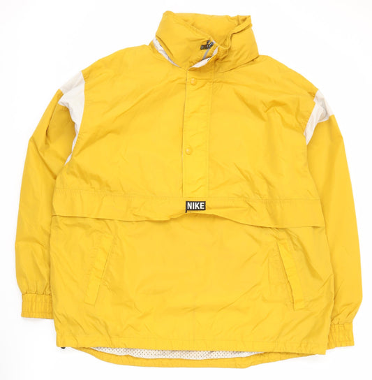 Nike Men’s Yellow Windbreaker Jacket L Stand-Up Collar 1/4 Zip Casual