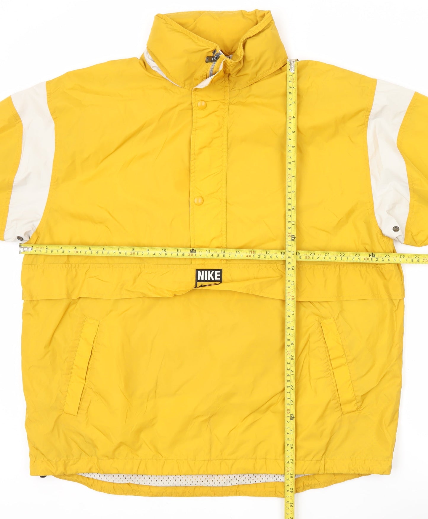Nike Men’s Yellow Windbreaker Jacket L Stand-Up Collar 1/4 Zip Casual