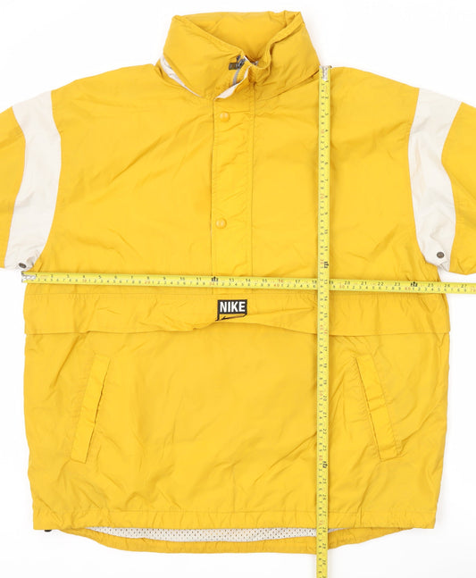 Nike Men’s Yellow Windbreaker Jacket L Stand-Up Collar 1/4 Zip Casual