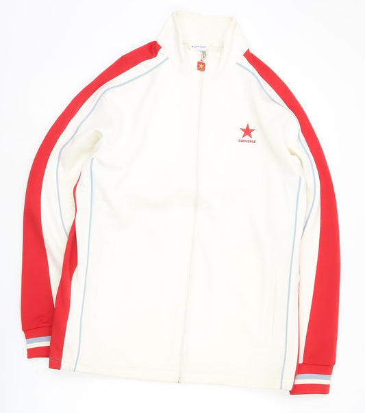 Converse Men's White Red M Track Jacket Full Zip Colourblock Sportswear
