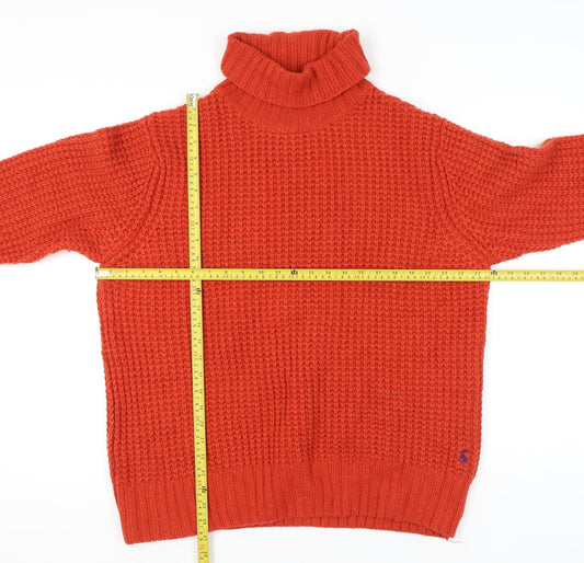 Joules Womens Orange 2XL Roll Neck Chunky Knit Wool Blend Jumper
