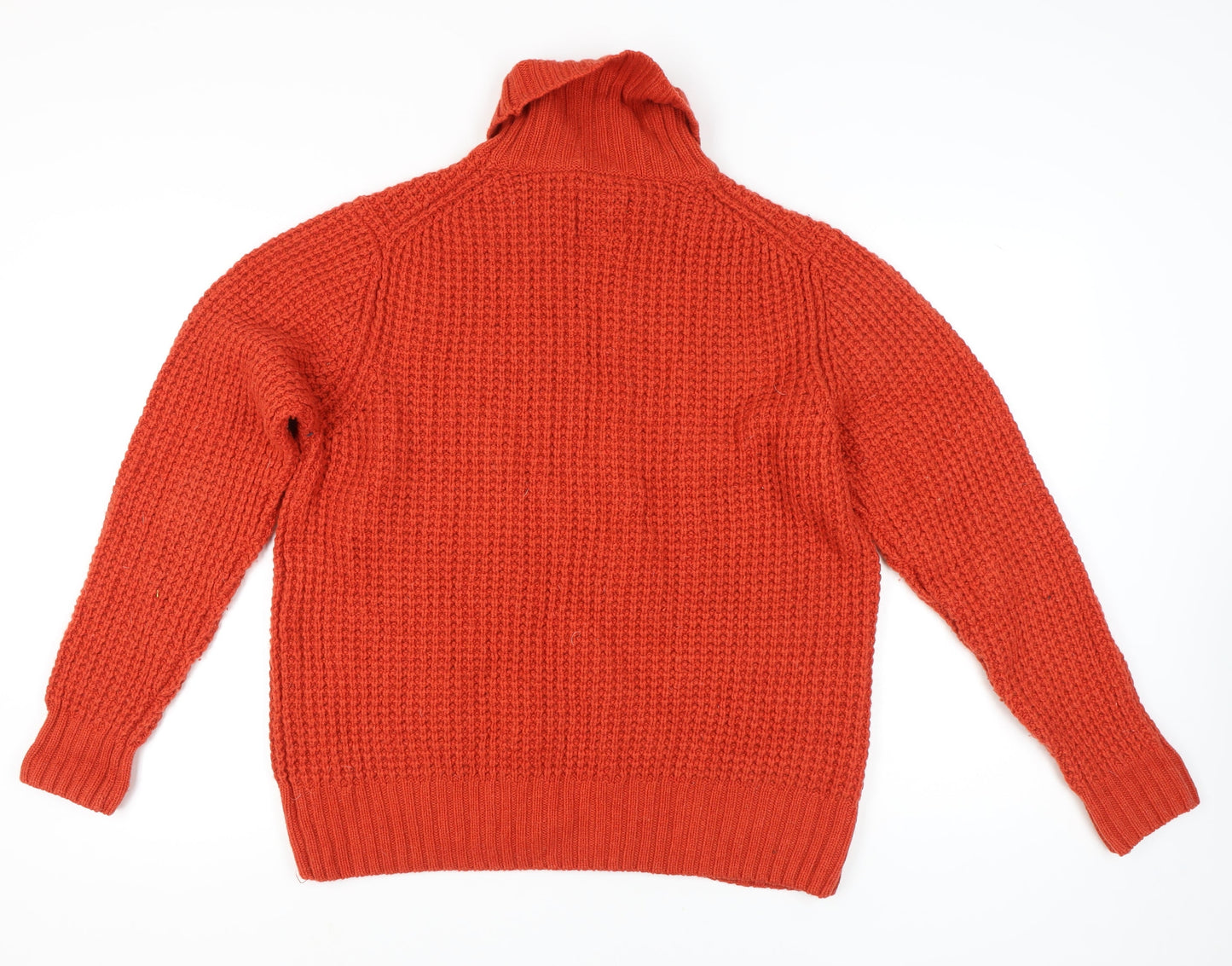 Joules Womens Orange 2XL Roll Neck Chunky Knit Wool Blend Jumper