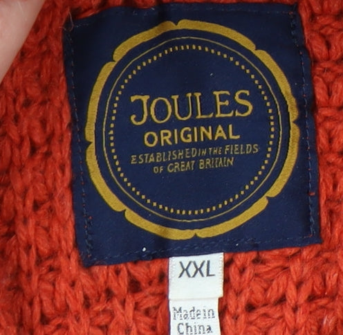 Joules Womens Orange 2XL Roll Neck Chunky Knit Wool Blend Jumper