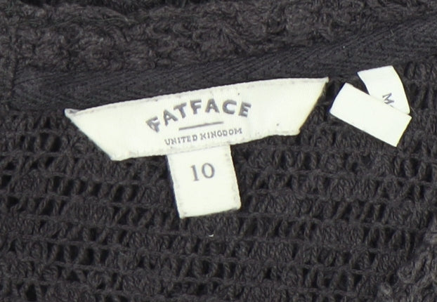 FatFace Women’s Black Cotton Crochet Short Sleeve T-Shirt Size 10