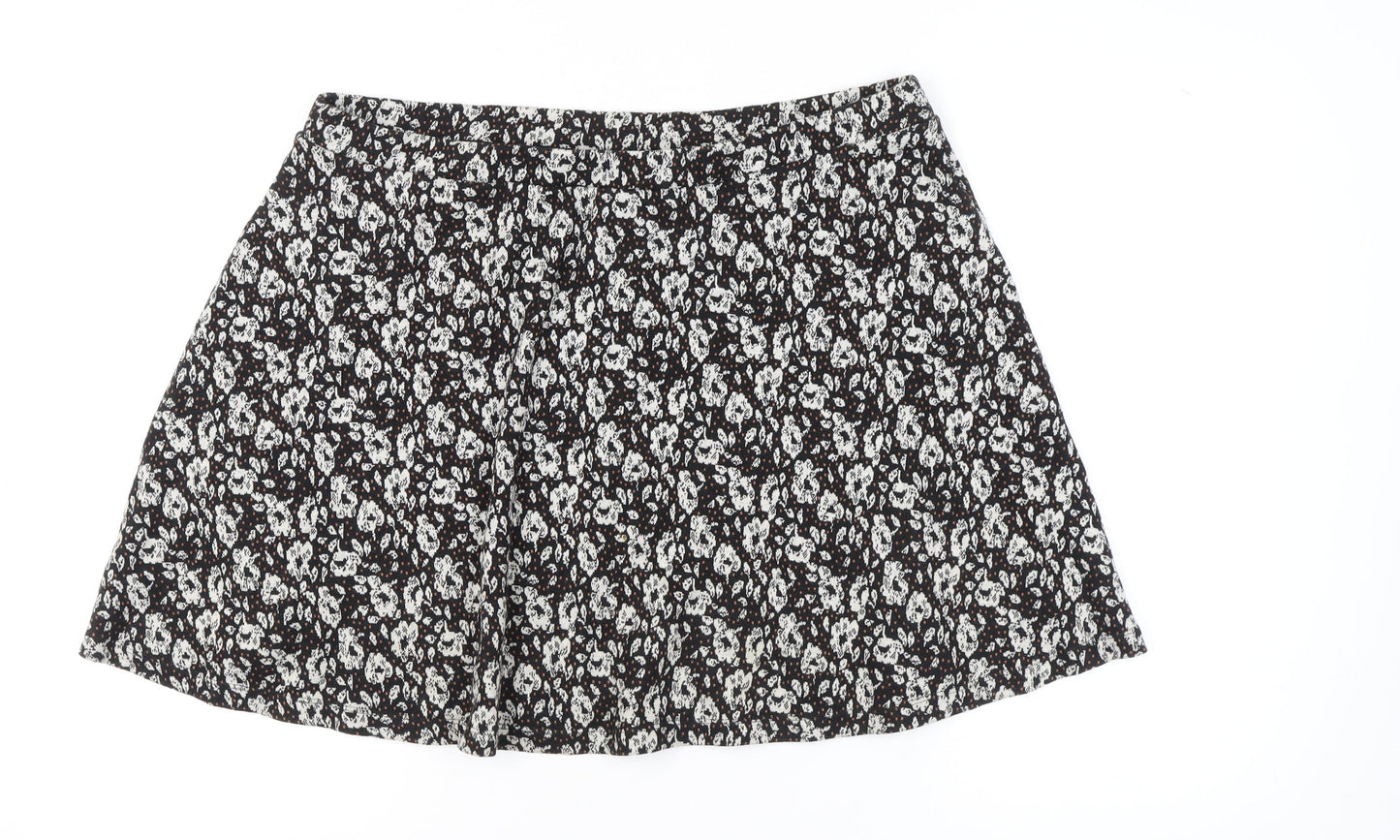 Fat Face Women’s Black Floral A-Line Short Skirt Size 18