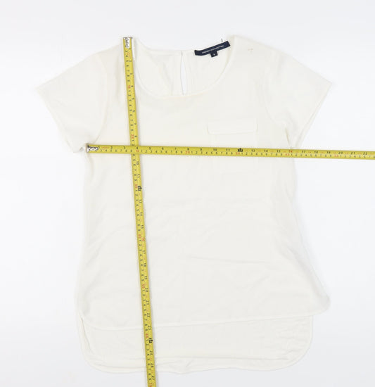 French Connection Womens Ivory Short Sleeve Scoop Neck T-Shirt Size S