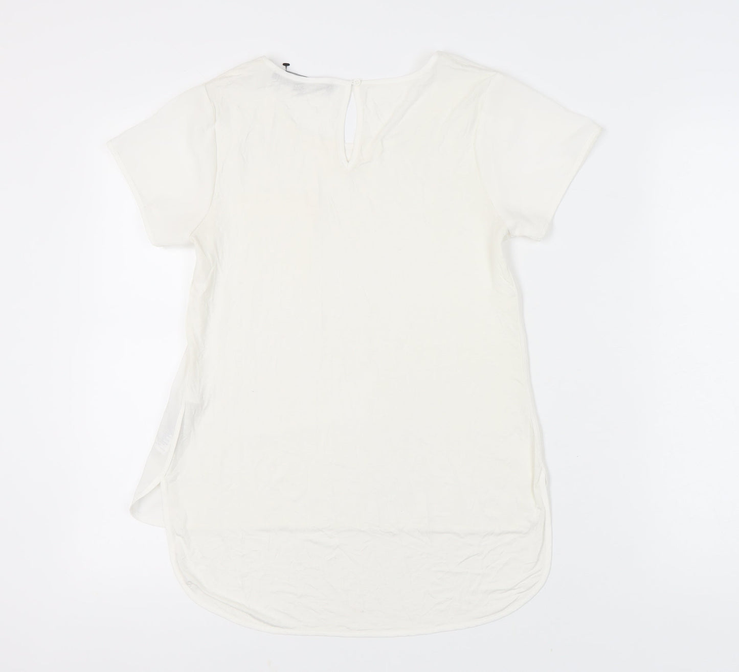 French Connection Womens Ivory Short Sleeve Scoop Neck T-Shirt Size S