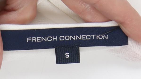 French Connection Womens Ivory Short Sleeve Scoop Neck T-Shirt Size S