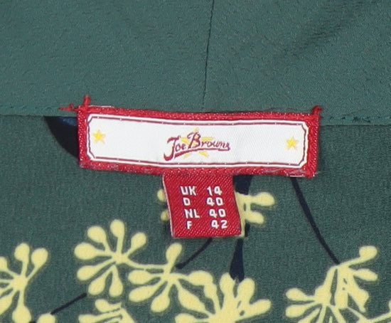 Joe Browns Women’s Green Floral Wrap Blouse Size 14 Short Sleeve