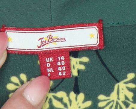 Joe Browns Women’s Green Floral Wrap Blouse Size 14 Short Sleeve