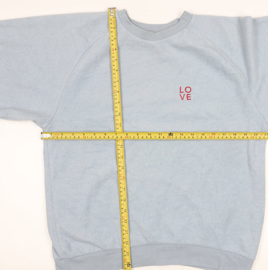 Topshop Women's Blue Size 10 Pullover Sweatshirt with LOVE Embroidery