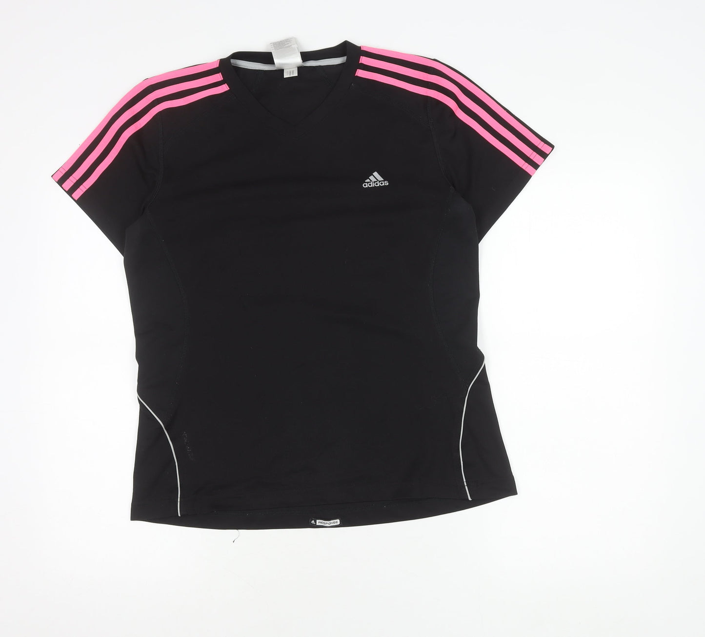 Adidas Womens Black M Slim Fit V-Neck Active T-Shirt