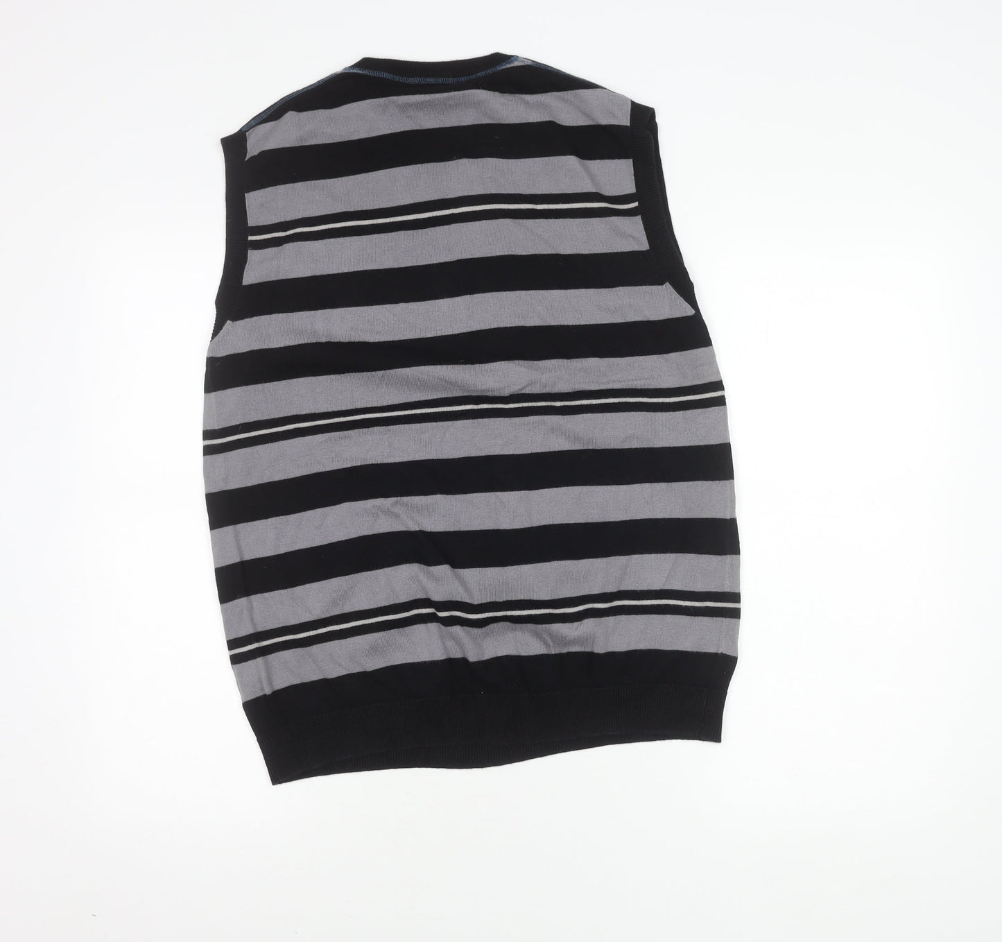 Kickers Men's Black Striped Cotton V-Neck Sleeveless Vest L
