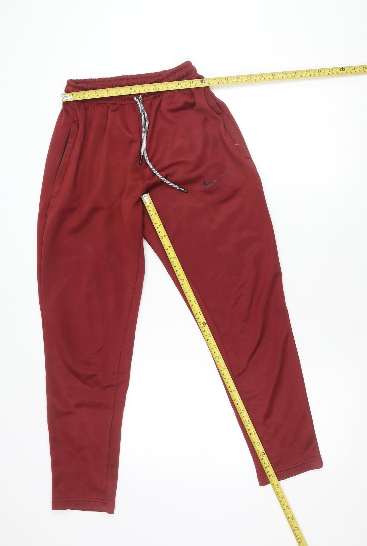 Nike Men's Red Jogger Trousers S Regular Fit Fleece Autumn Winter