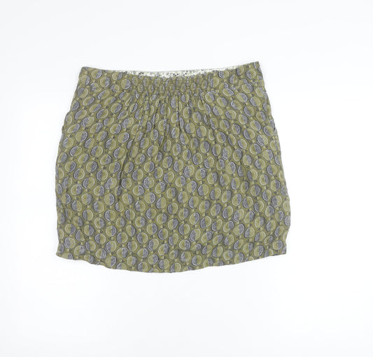 White Stuff Women’s Green Floral Short Skirt Size 12 Viscose