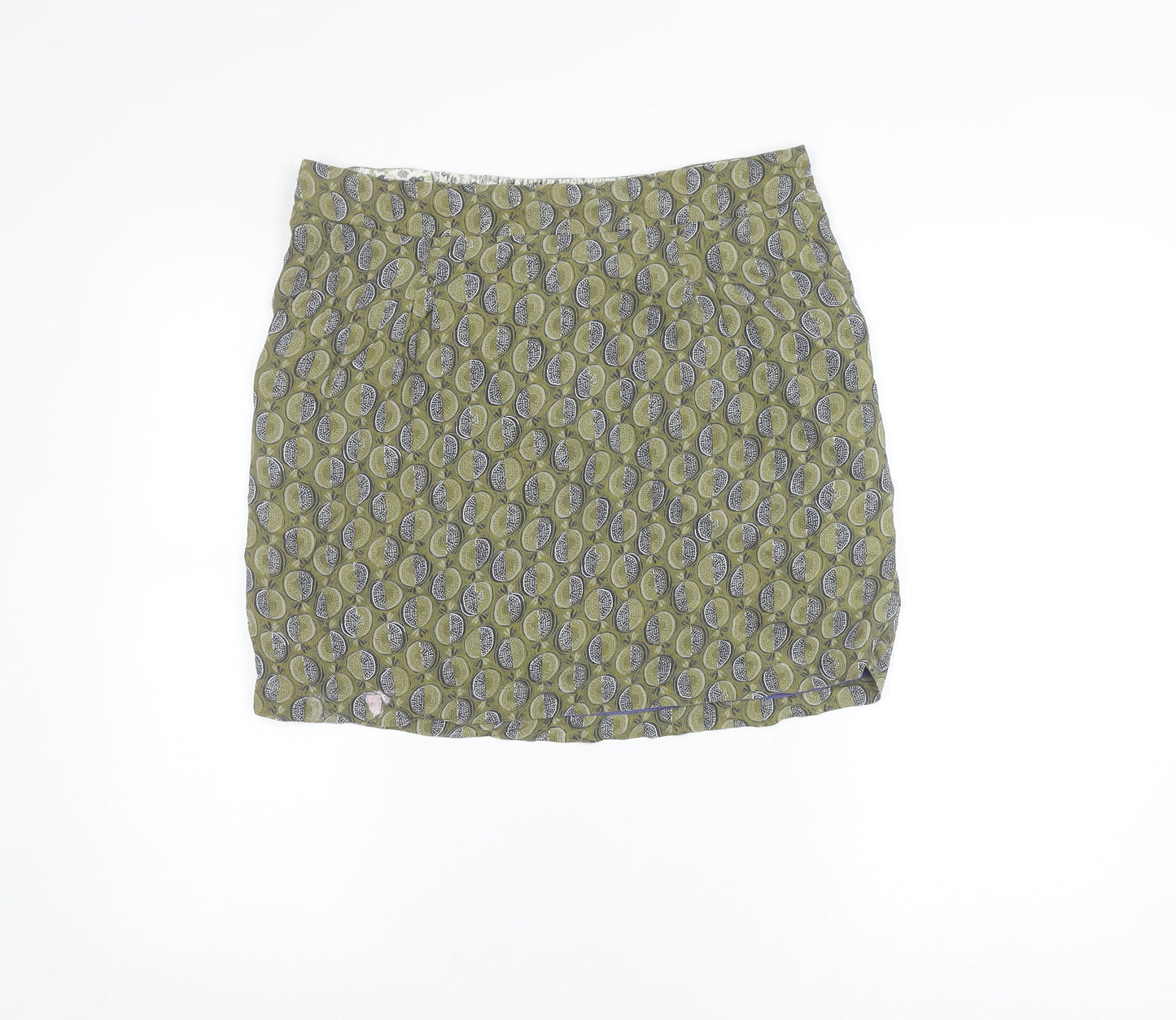 White Stuff Women’s Green Floral Short Skirt Size 12 Viscose