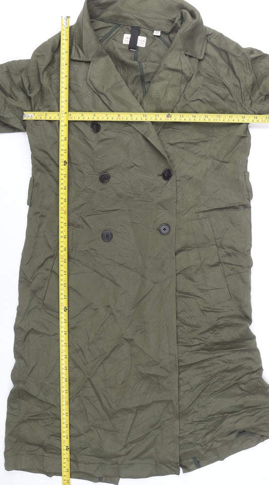 Jack Wills Women's Green Lyocell Long Trench Coat Size 8