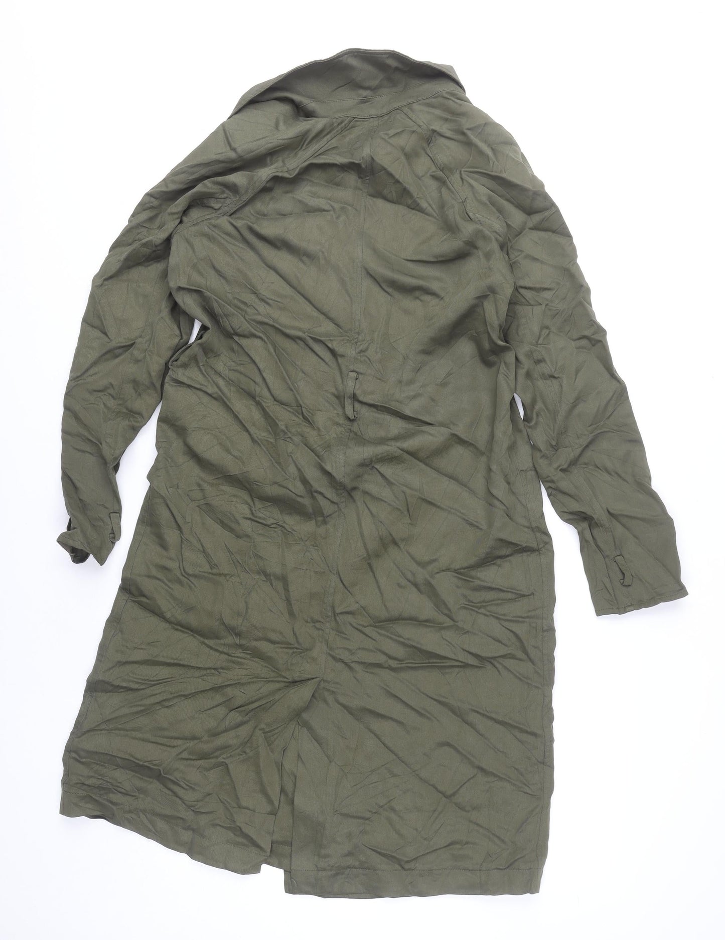 Jack Wills Women's Green Lyocell Long Trench Coat Size 8
