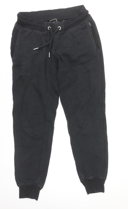 Superdry Women’s Black Cotton Blend Jogger Trousers Size 12